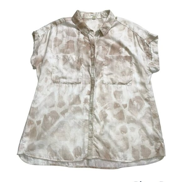cloth & stone Tops - Cloth & Stone Anthropologie Cream Tie-Dye Button Up Shirt US L